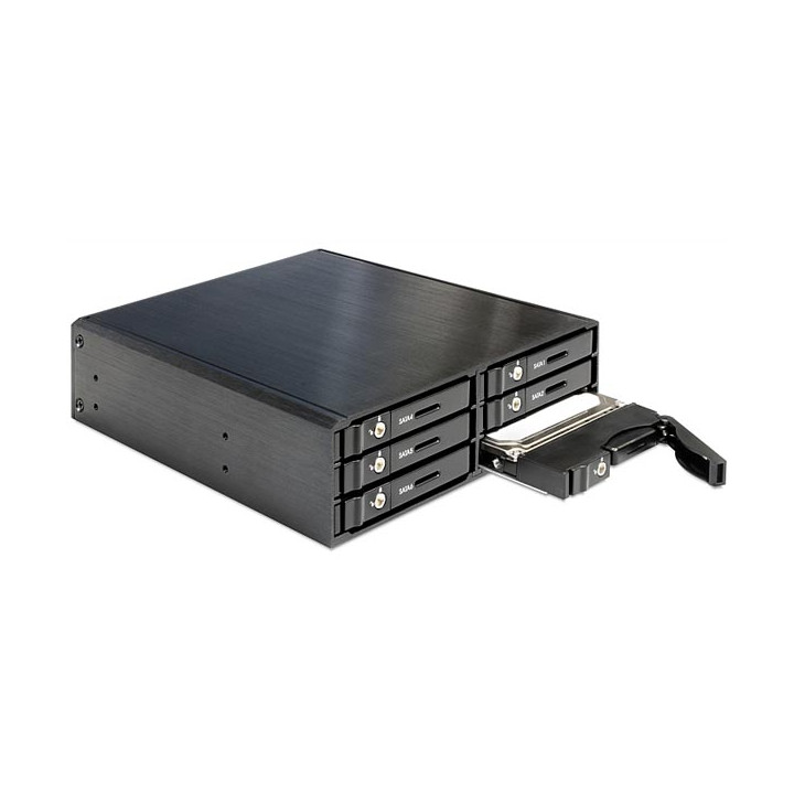 DeLOCK Harddiskkassett for 6xSATA/SSD, tar opp 1x5,25"-plass, SA
