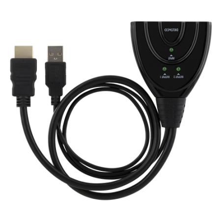 HDMI-splitter for å dele bilde til to skjermer, 4K, Ultra HD, 3D, HDCP, 0,2m, svart