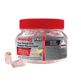 Simply45 S45-1700 Pass Through RJ45-koblinger for 23 AWG Cat6/6A UTP - 100 stk.